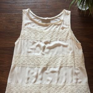 Ann Taylor Cream Lace Tank, size L